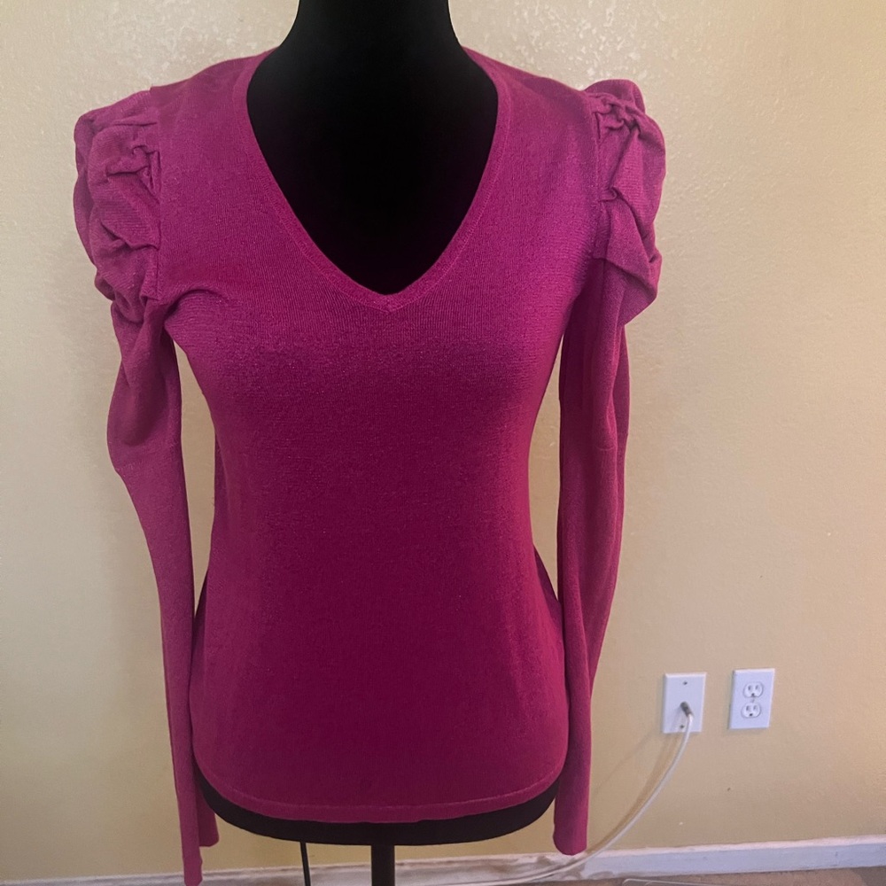 CeCe Pink Ruched Sleeve Blouse